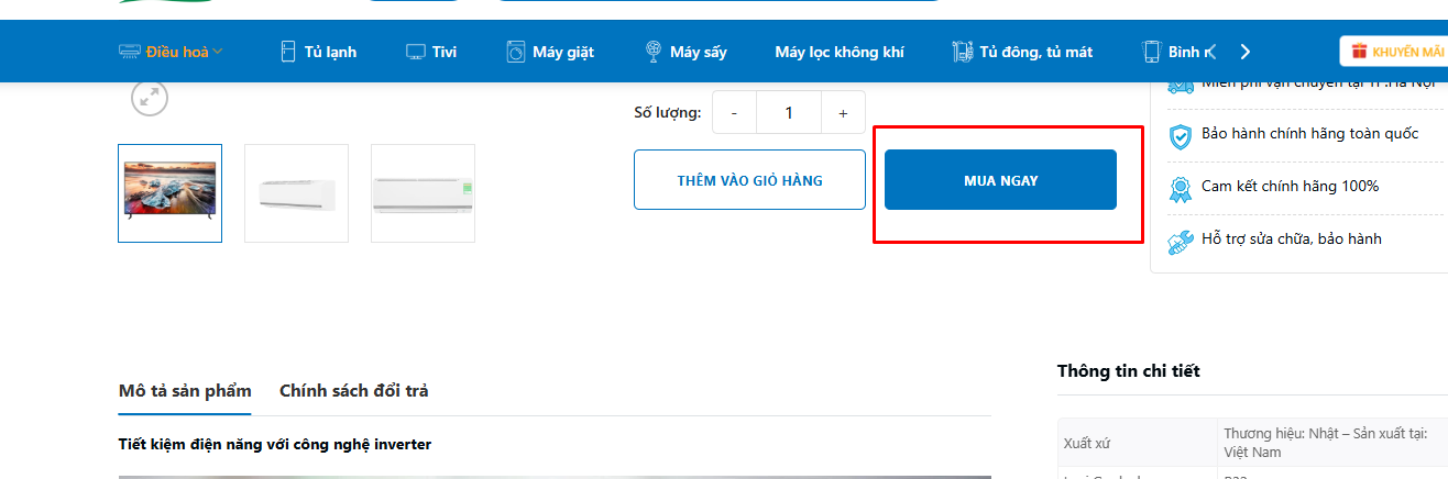 Nhấn trực tiếp vào phần Mua ngay